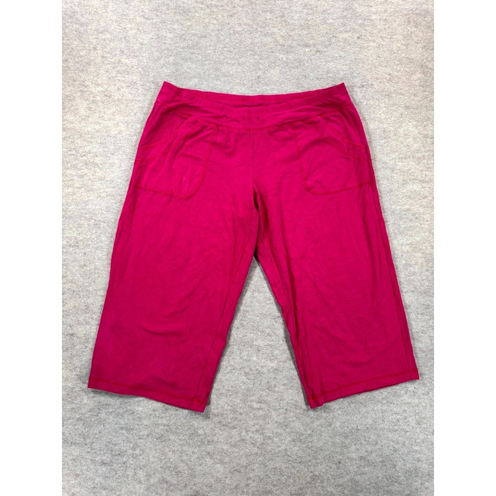 Danskin Now Womens XL Hot Pink Capri Pants Cotton Stretch Drawstring DNL14100